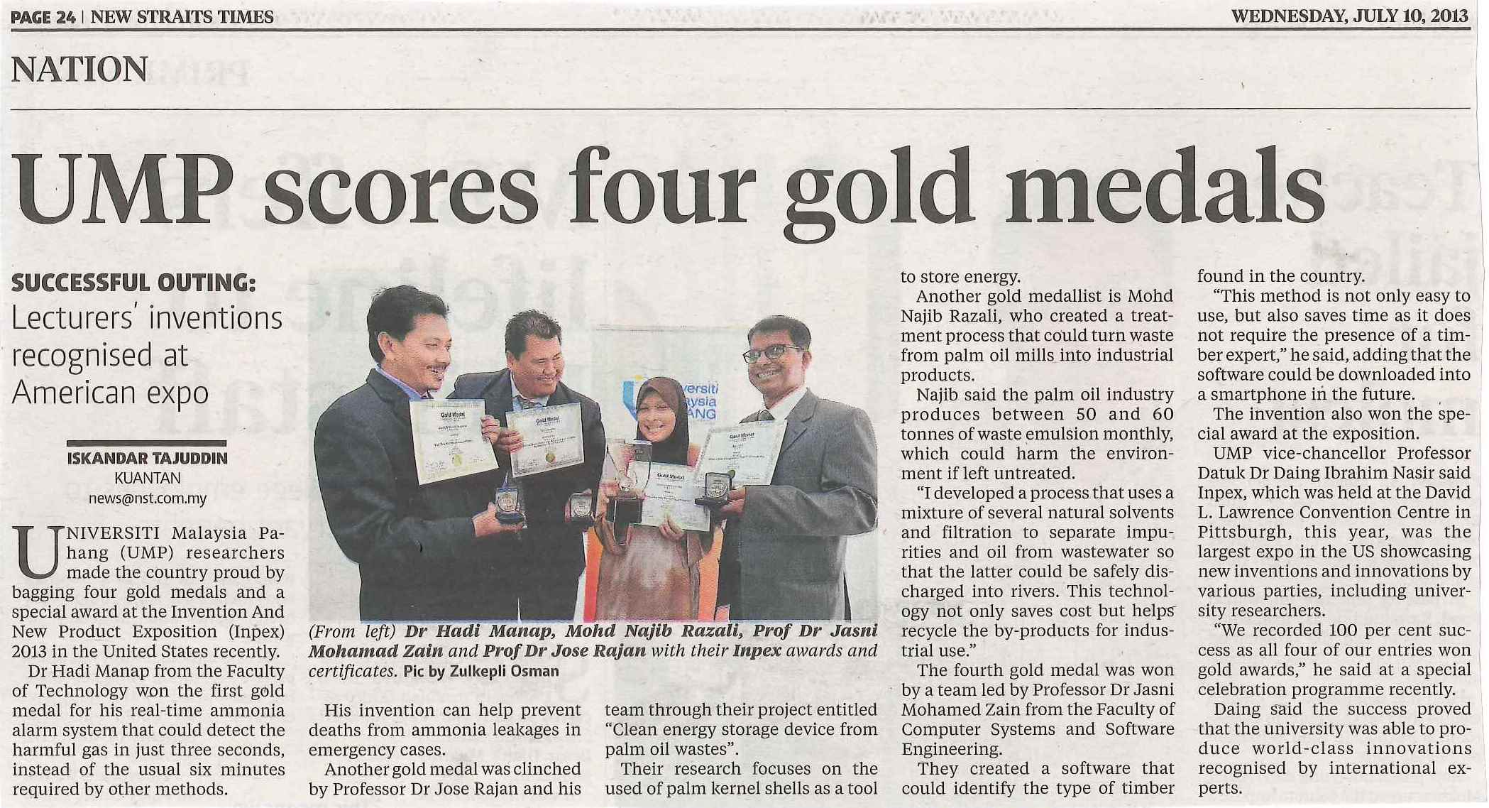 UMP Scores Four Gold Medals