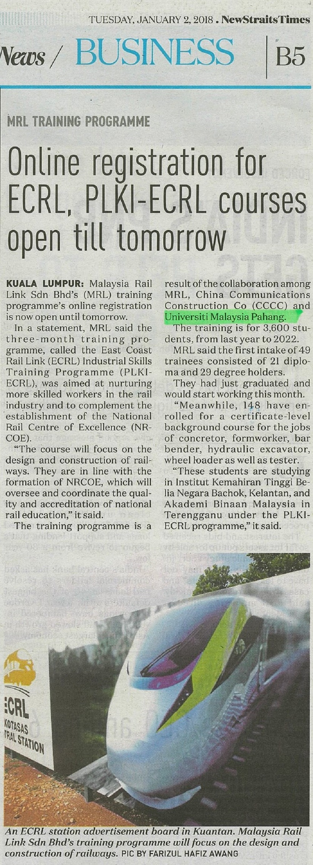 Online registration for ECRL, PLKI-ECRL courses open till tomorrow