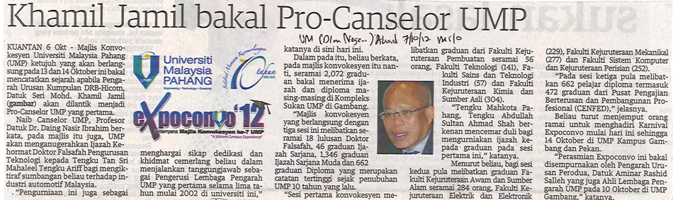 Khamil Jamil Bakal Pro Canselor UMP