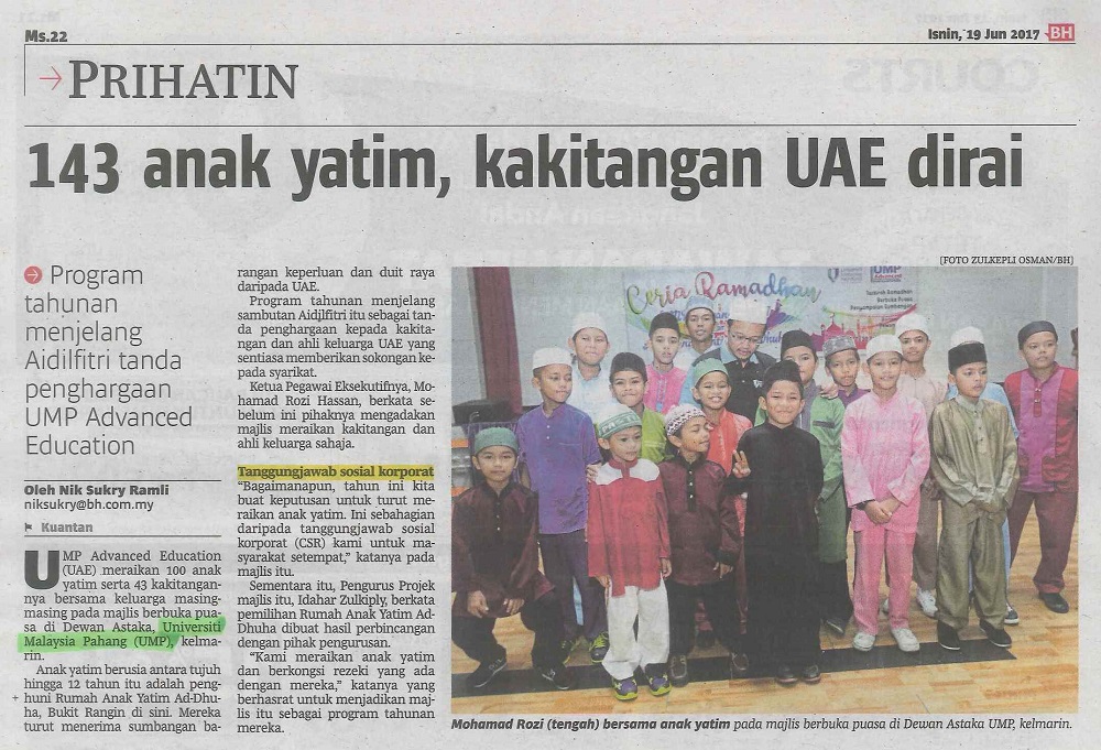 143 anak yatim, kakitangan UAE dirai