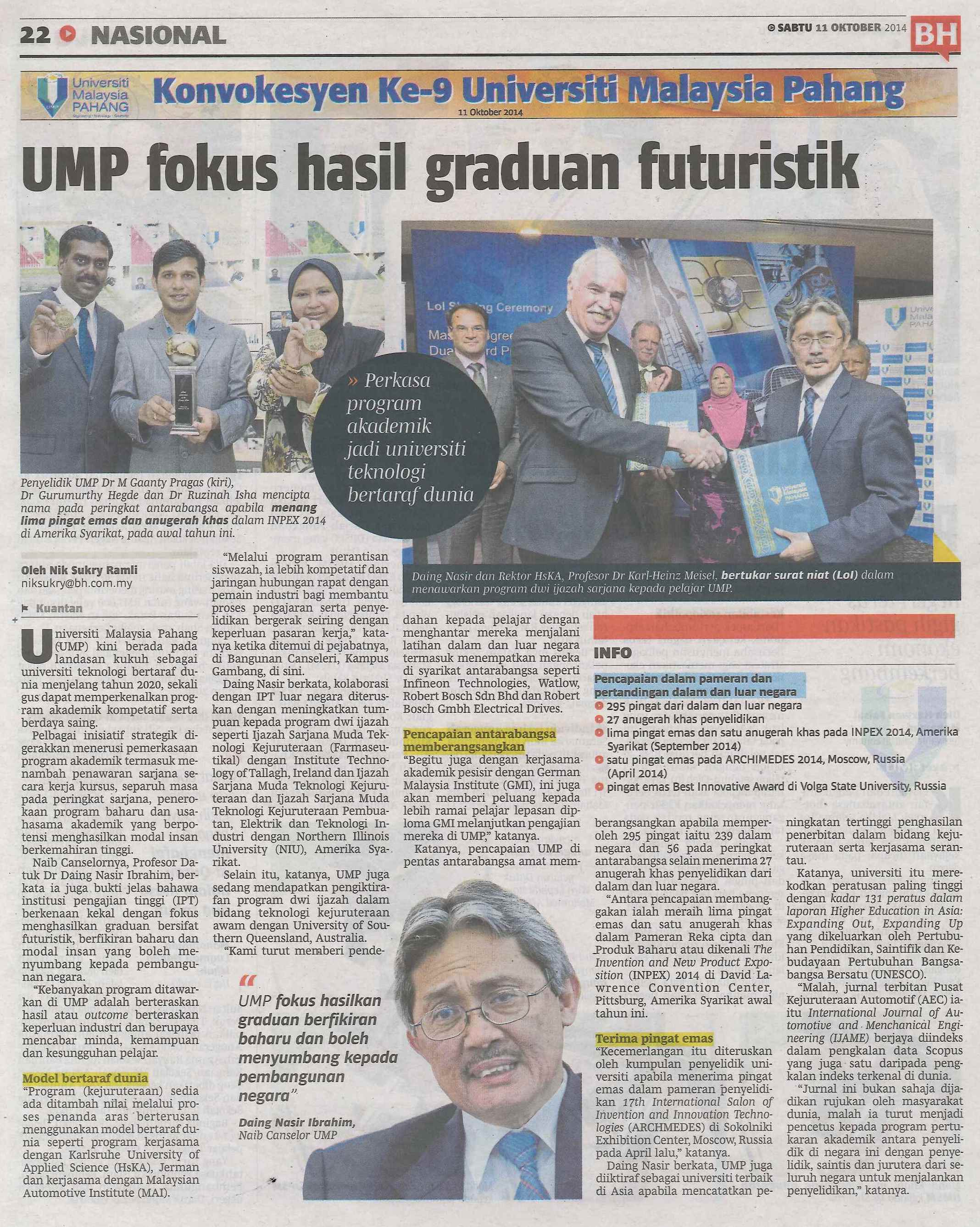 UMP fokus hasil graduan futuristik