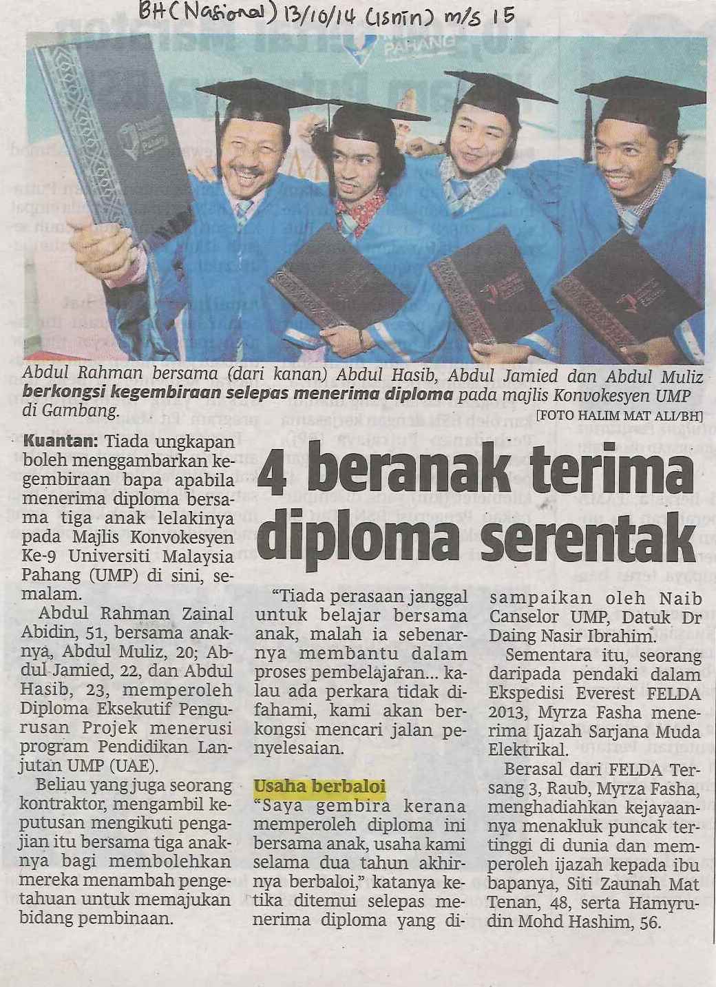 4 beranak terima diploma serentak