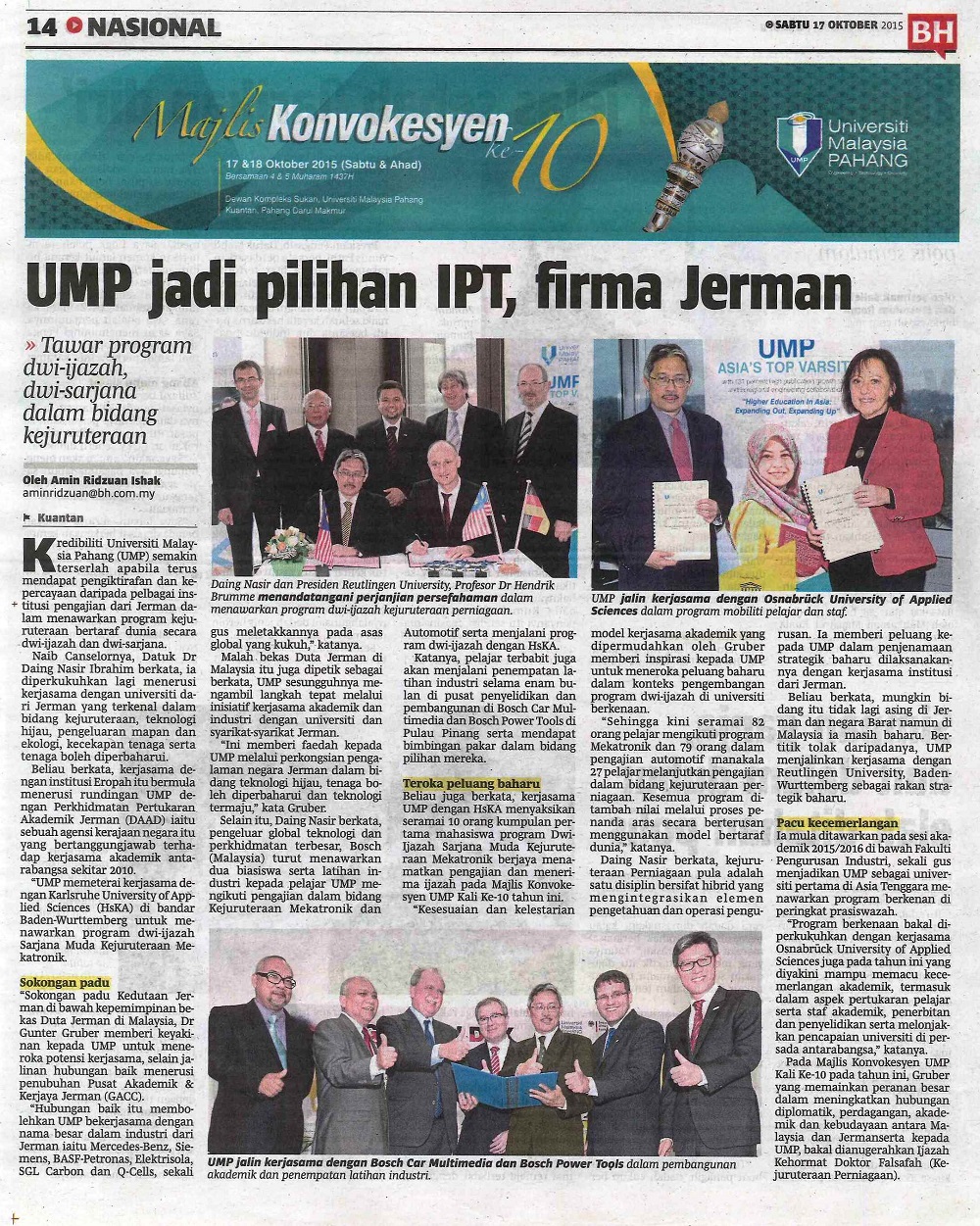 UMP jadi pilihan IPT,firma Jerman