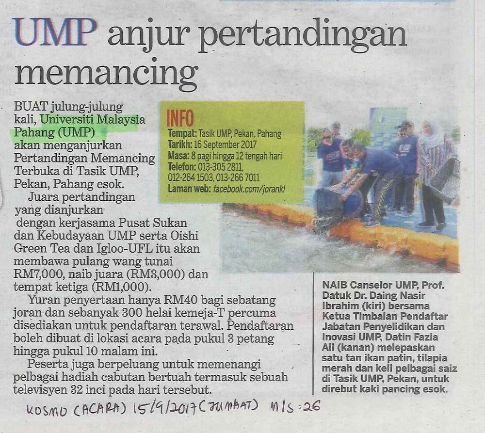 UMP anjur pertandingan memancing