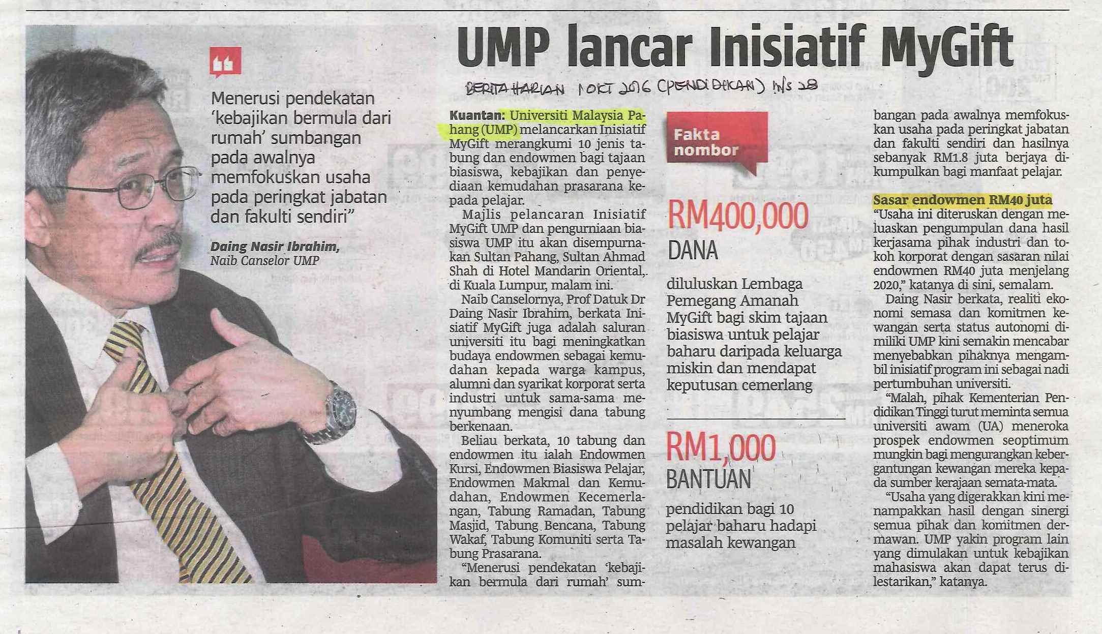 UMP lancar inisiatif MyGift