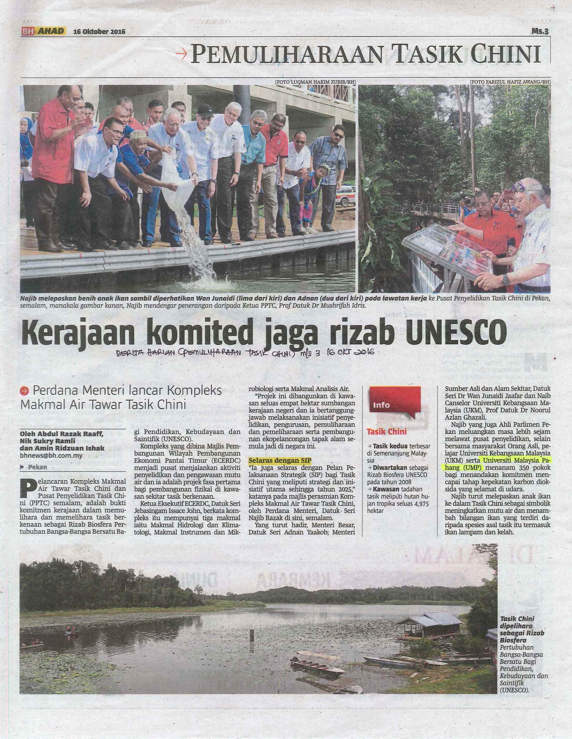 Kerajaan komited jaga rizab UNESCO