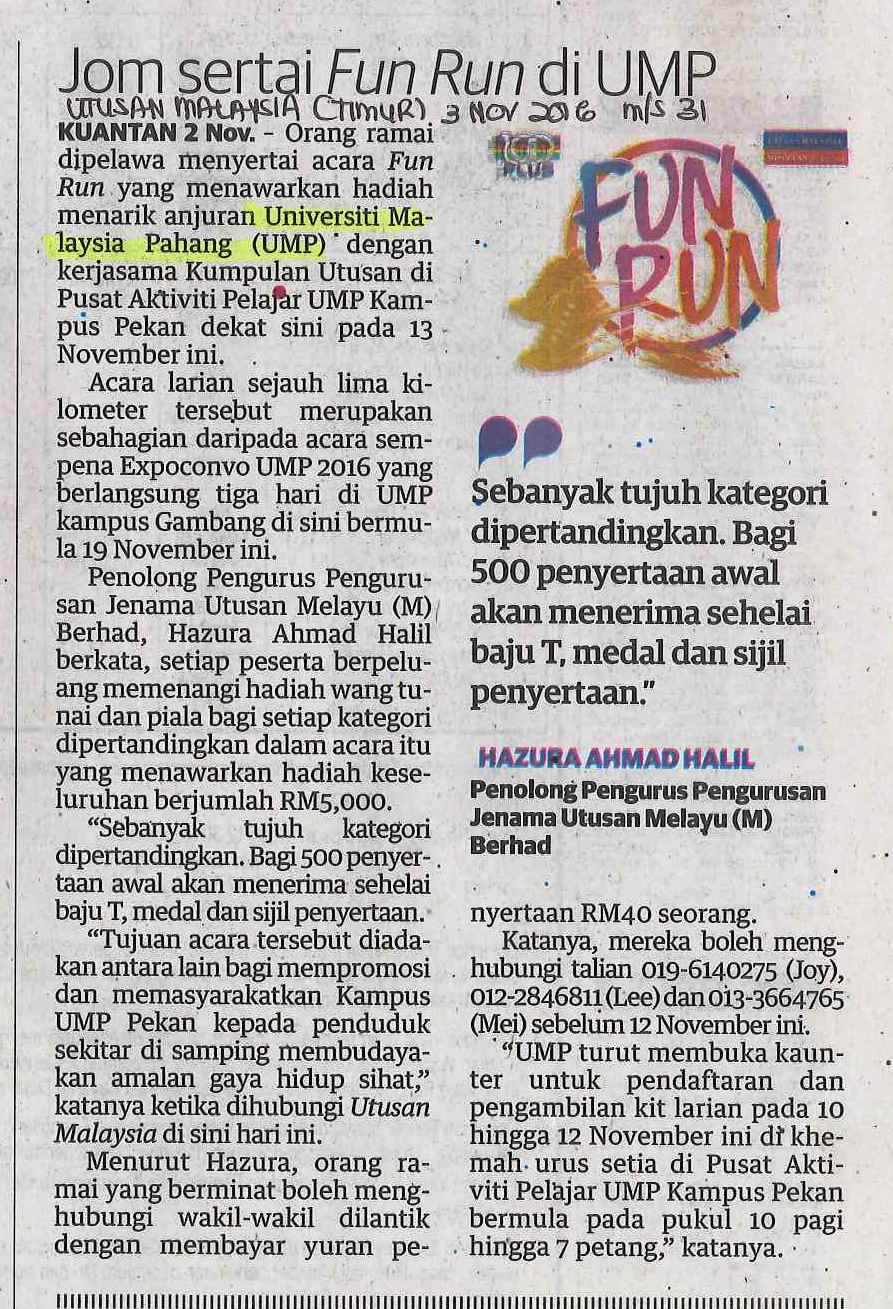 Jom sertai Fun Run di UMP