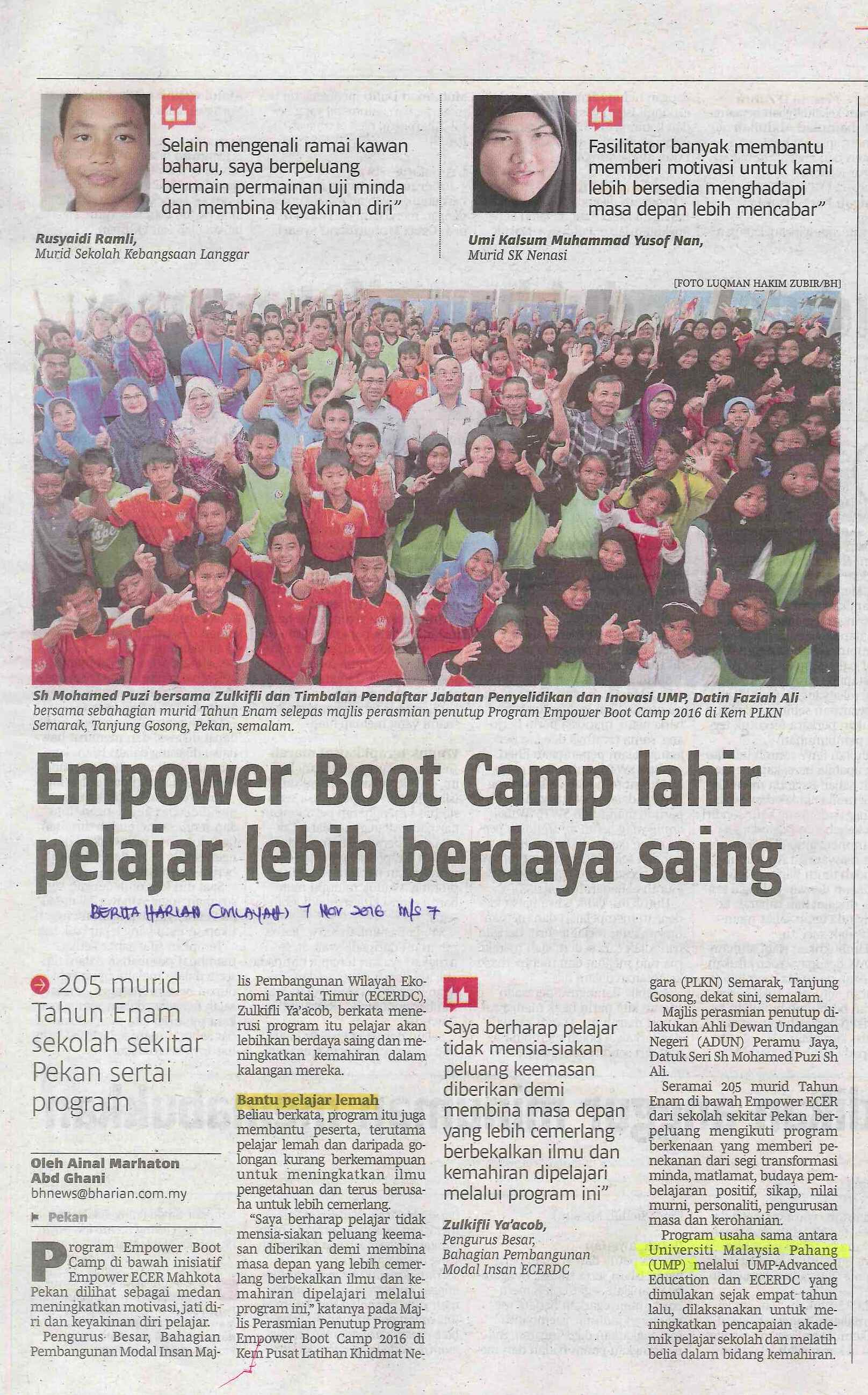 Empower Boot Camp lahir pelajar lebih berdaya saing