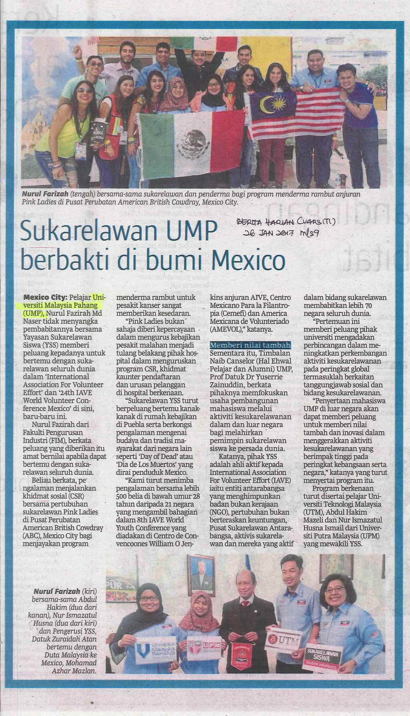 Sukarelawan UMP berbakti di bumi Mexico