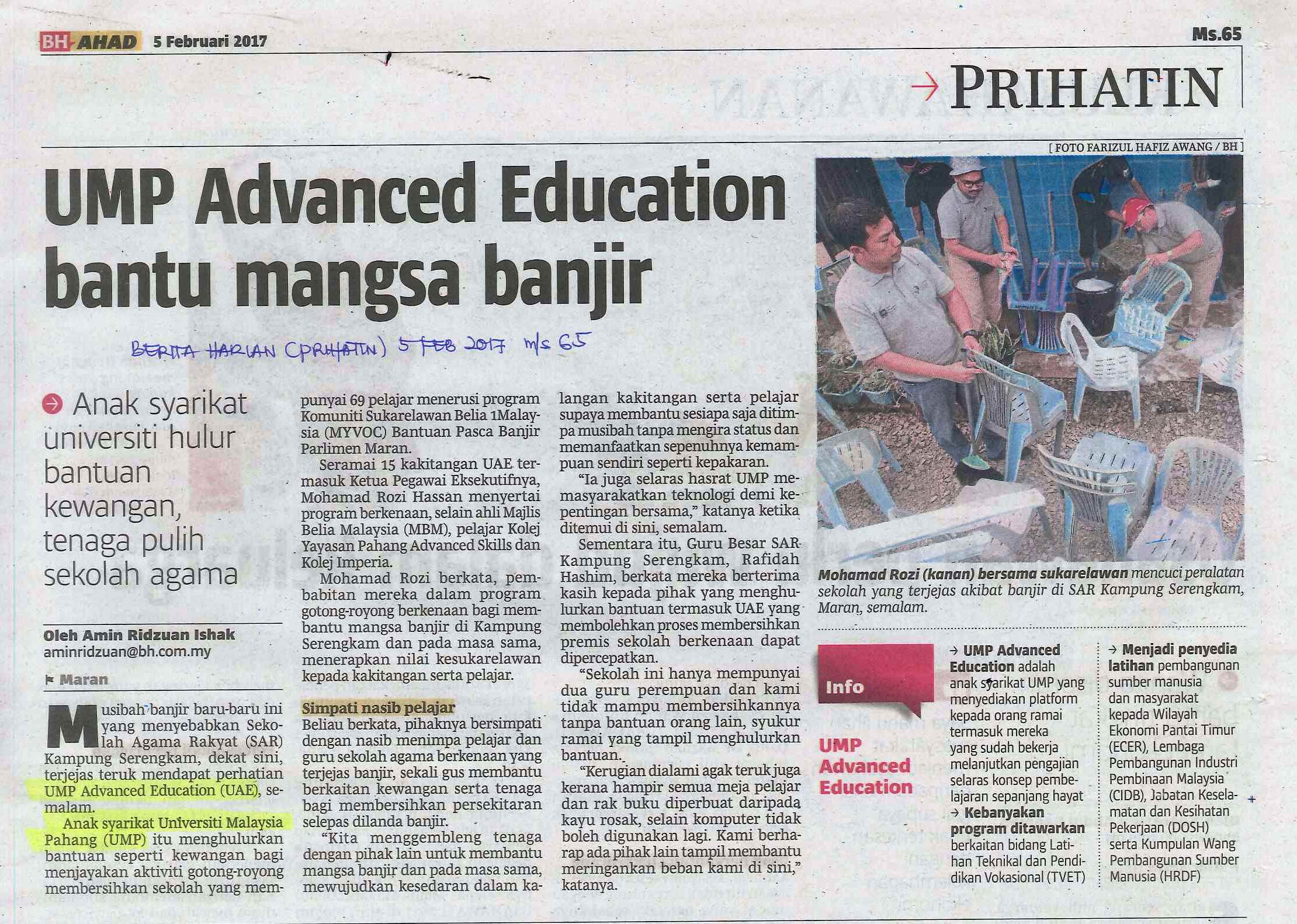 UMP Advanced Education bantu mangsa banjir