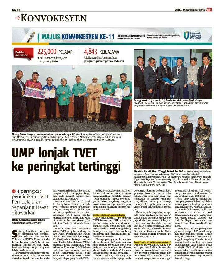 UMP lonjak TVET ke peringkat tertinggi