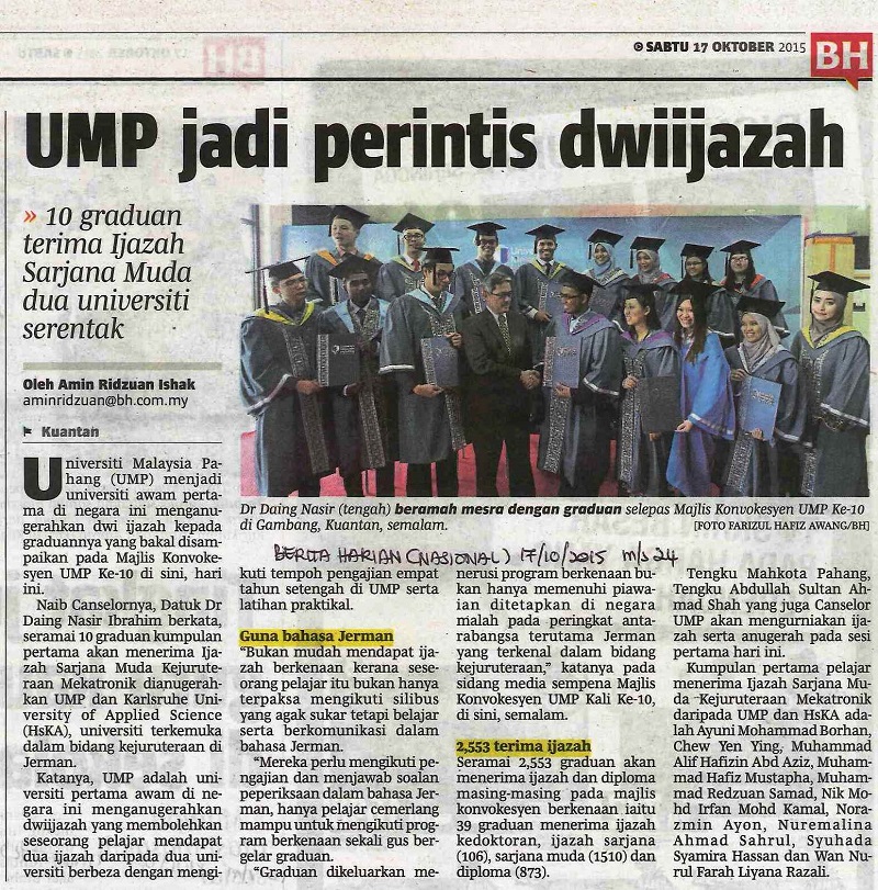 UMP Jadi Perintis Dwiijazah