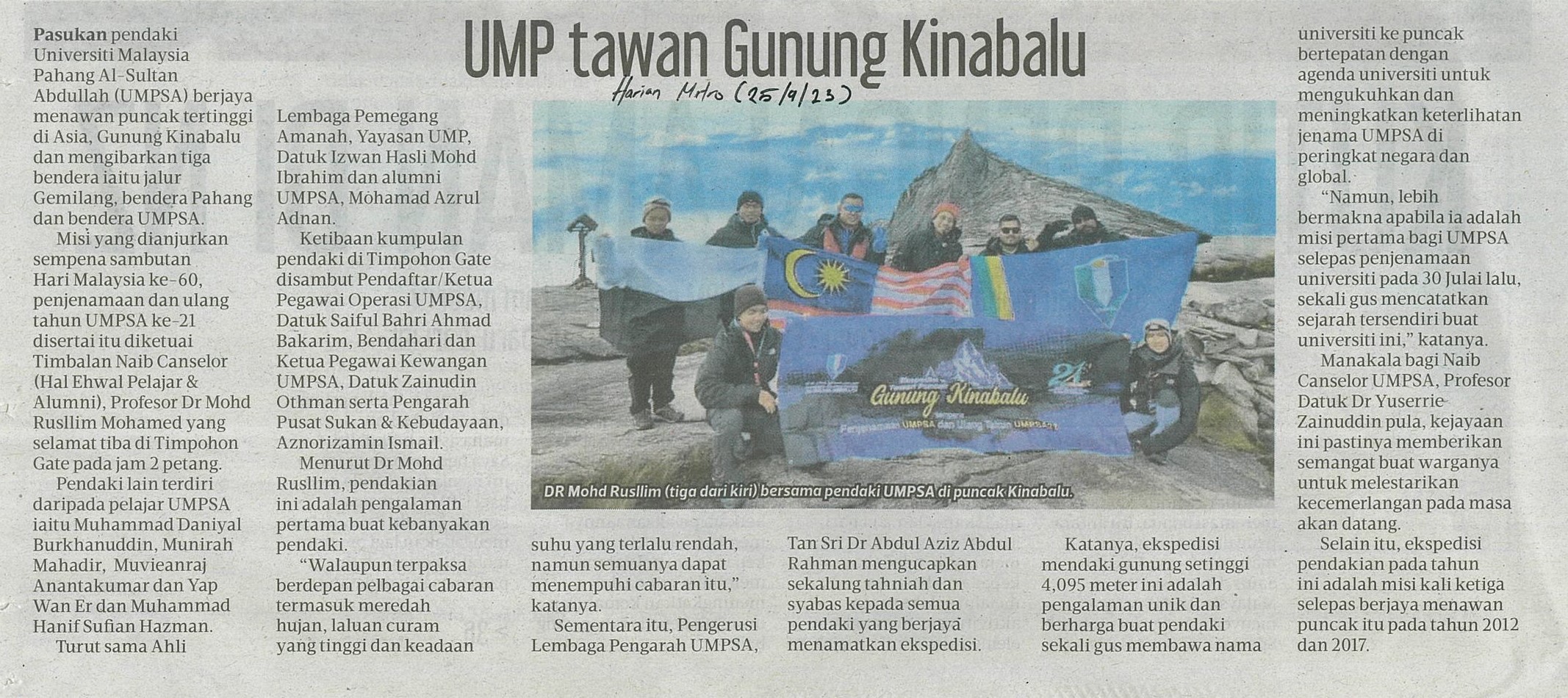 UMP tawan Gunung Kinabalu