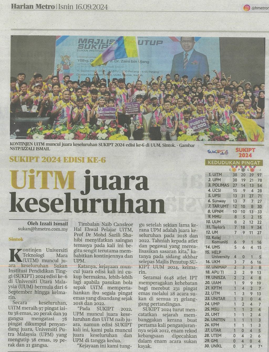 UITM juara keseluruhan 