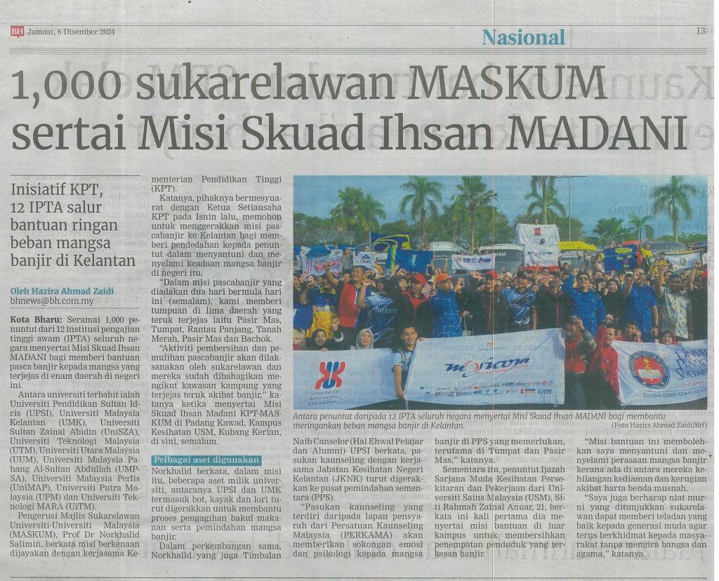 1000 sukarelawan MASKUM sertai Misi Skuad Ihsan MADANI