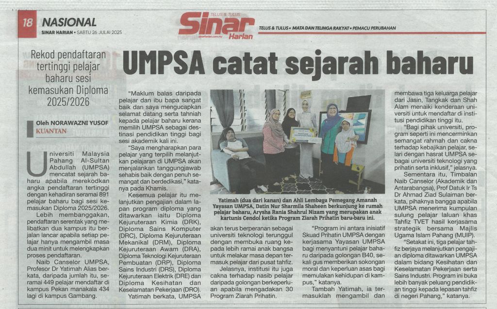 UMPSA catat sejarah baharu