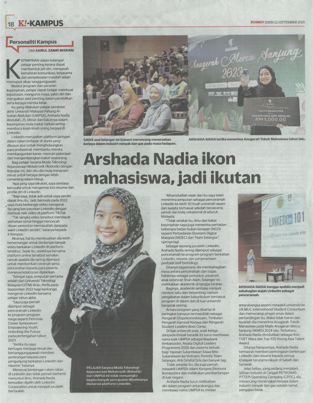 Arshada Nadia ikon mahasiswa, jadi ikutan