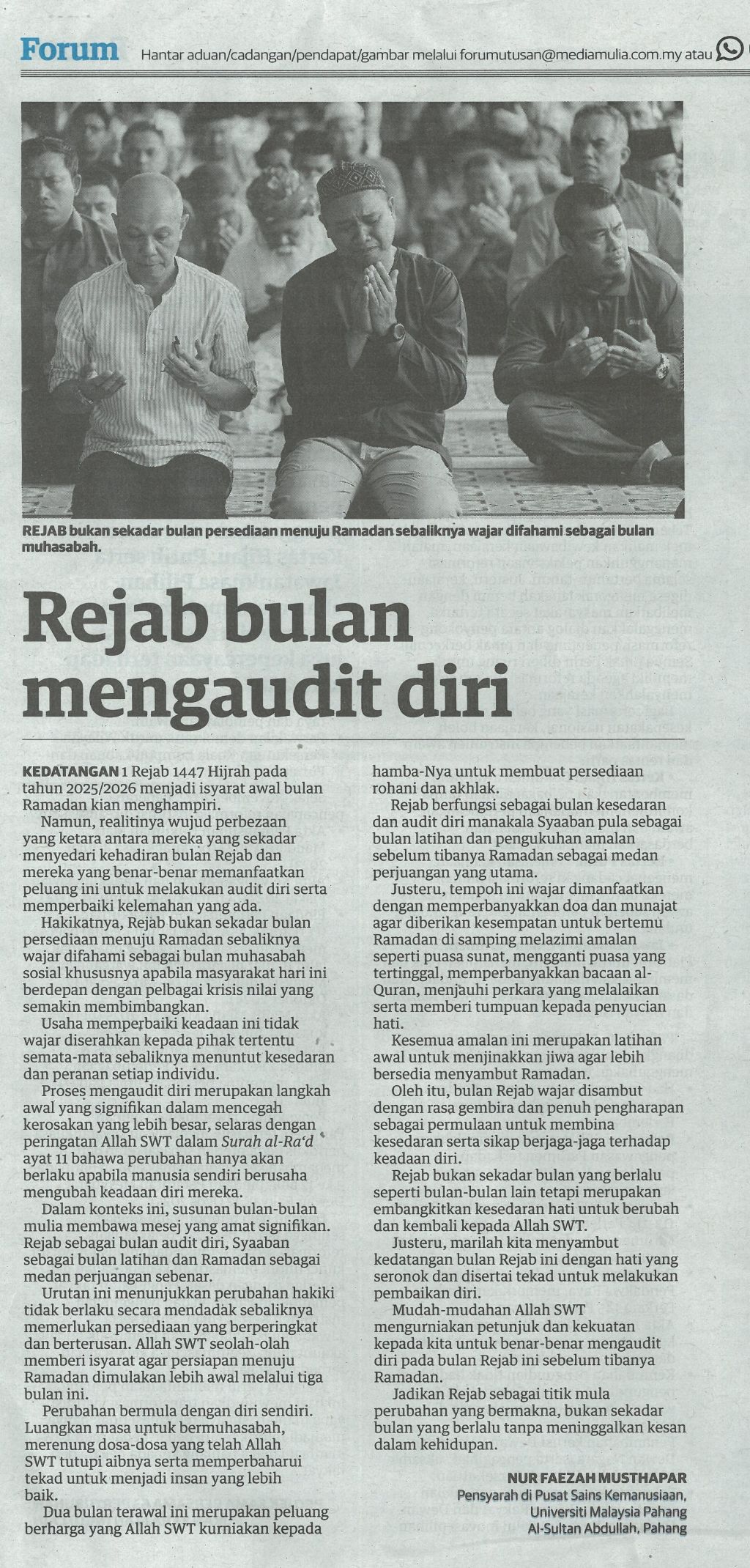 Rejab bulan mengaudit diri