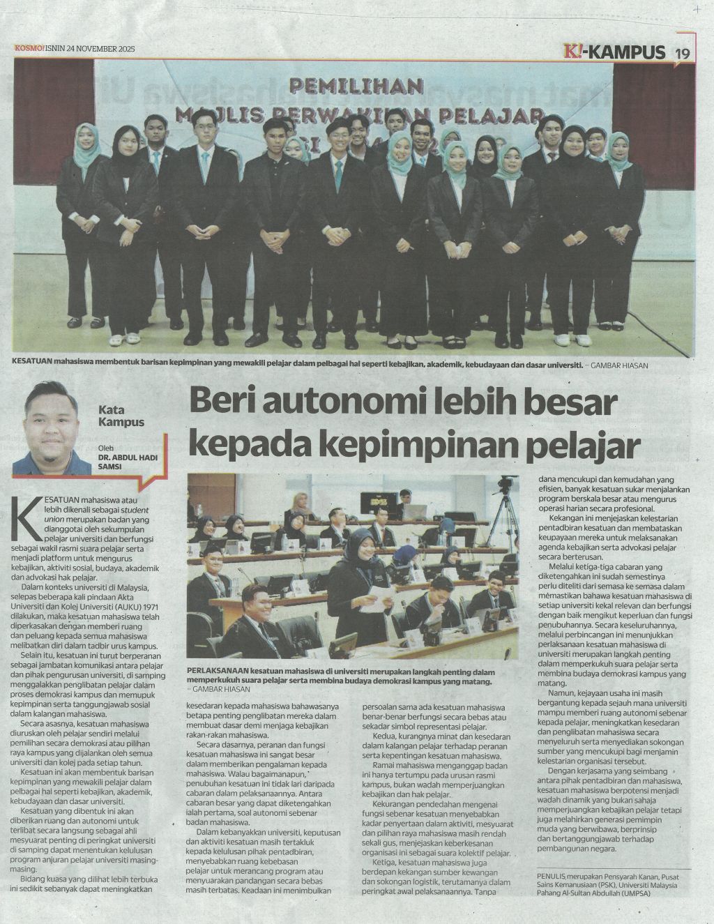 Beri autonomi lebih besar kepada kepimpinan pelajar