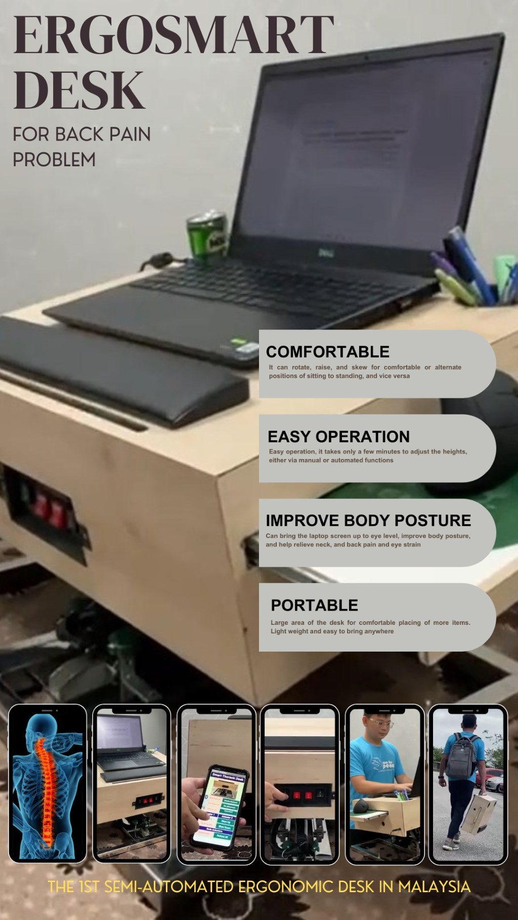 Associate Professor Ts. Dr. Mohd Azrul Hisham develops ErgoSmart Desk to alleviate back pain