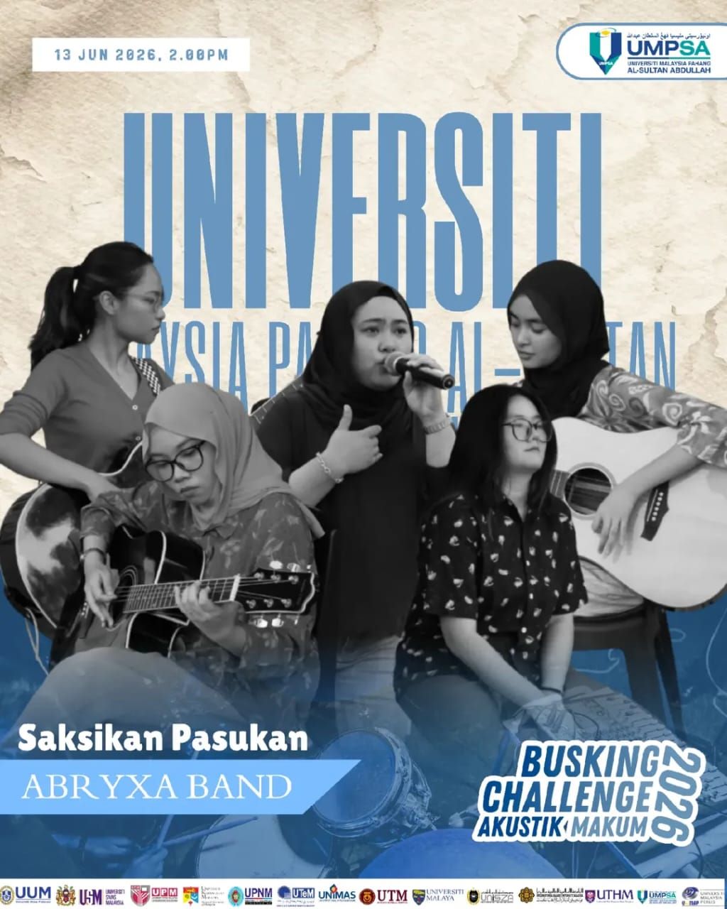 Pentas sulung Abryxa Band, 5 pelajar UMPSA gegar Busking Challenge MAKUM 2026