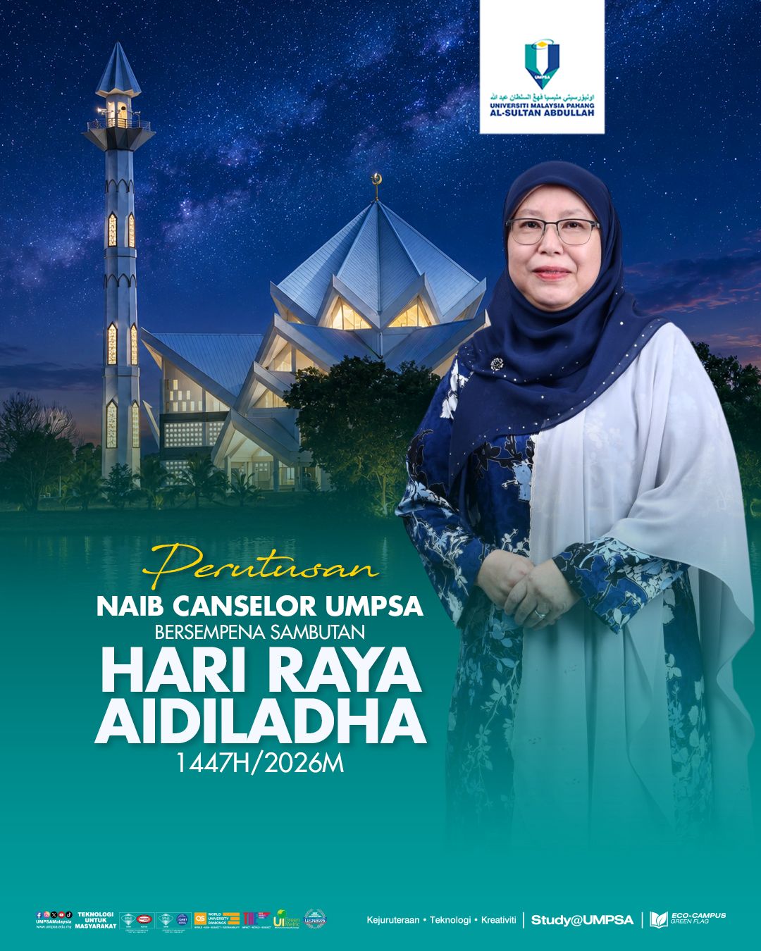 PERUTUSAN KHAS NAIB CANSELOR UNIVERSITI MALAYSIA PAHANG AL-SULTAN ABDULLAH (UMPSA) BERSEMPENA DENGAN SAMBUTAN HARI RAYA AIDILADHA 2026/1447H