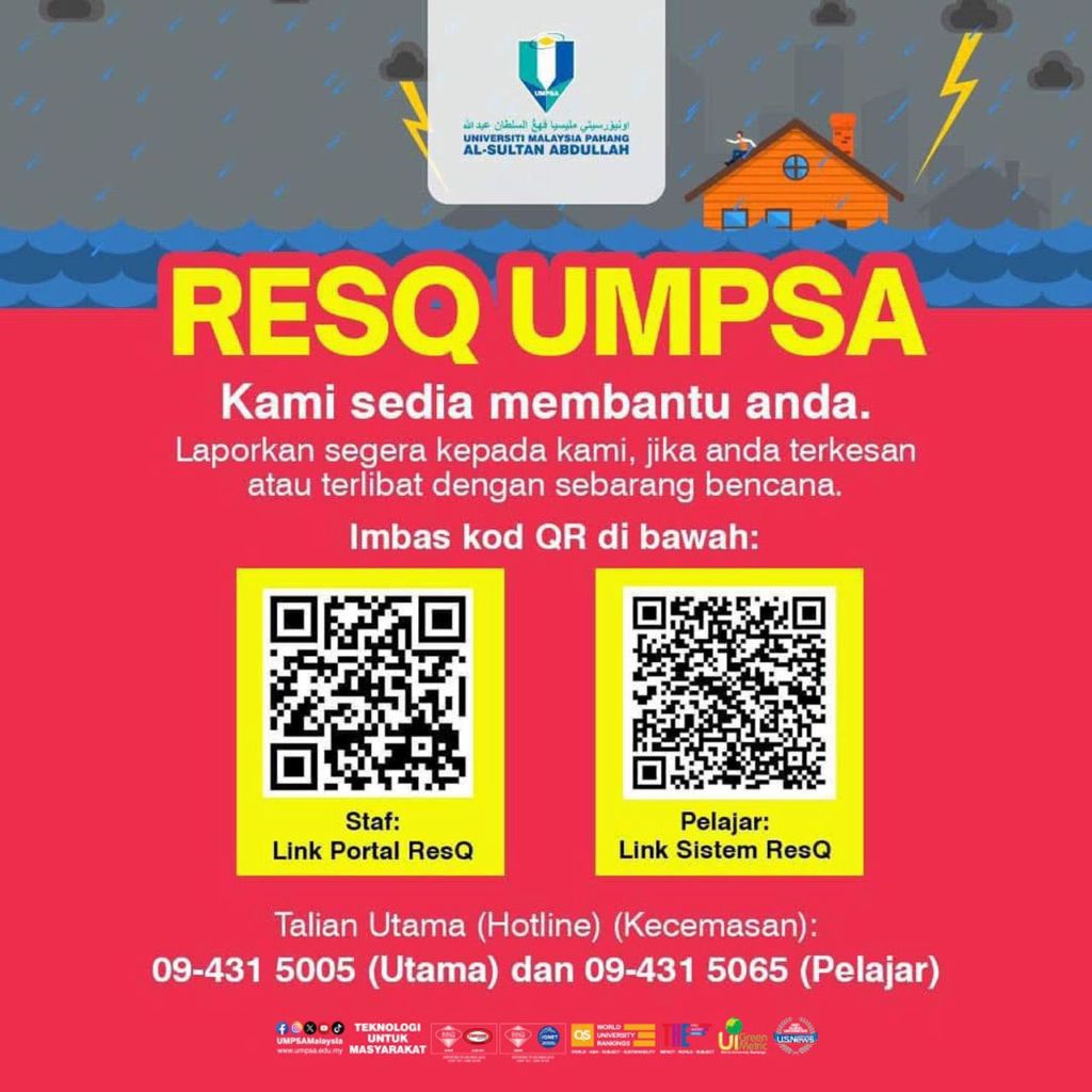 UMPSA activates Emergency Complaint System for Staff and Students affected by flood disaster