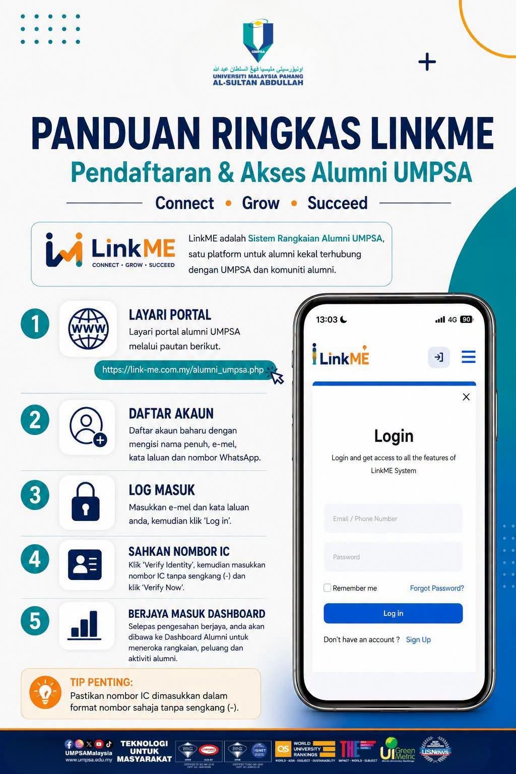 UMPSA perkenal Portal Sistem Rangkaian ‘LinkMe’ platform interaktif alumni