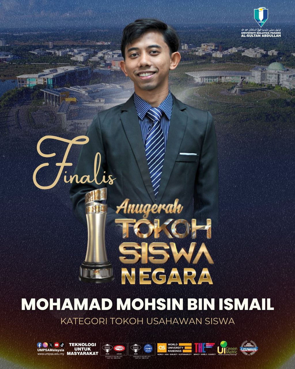 UMPSA tampil 6 wakil di peringkat akhir Anugerah Tokoh Siswa Negara 2025