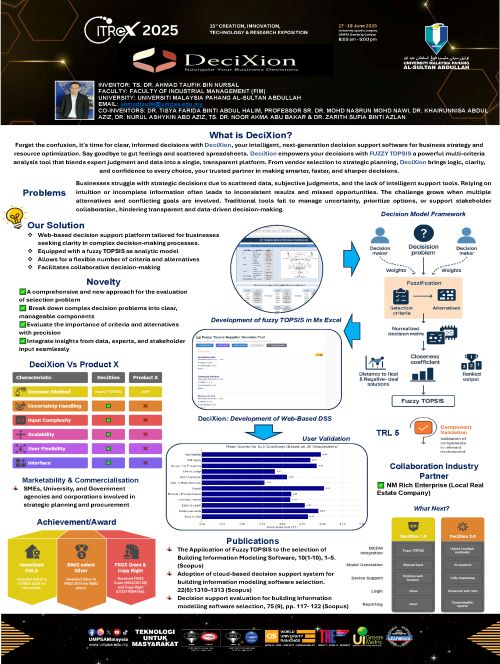 UMPSA researcher Ts. Dr. Ahmad Taufik develops DeciXion, a smart solution to help organisations make strategic decisions systematically