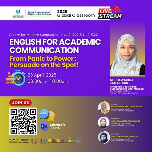 Global Classroom UMPSA: Merentas sempadan bersama penceramah jemputan dari Amerika Syarikat