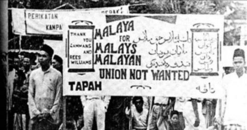 Gambar penentangan orang Melayu terhadap Malayan Union