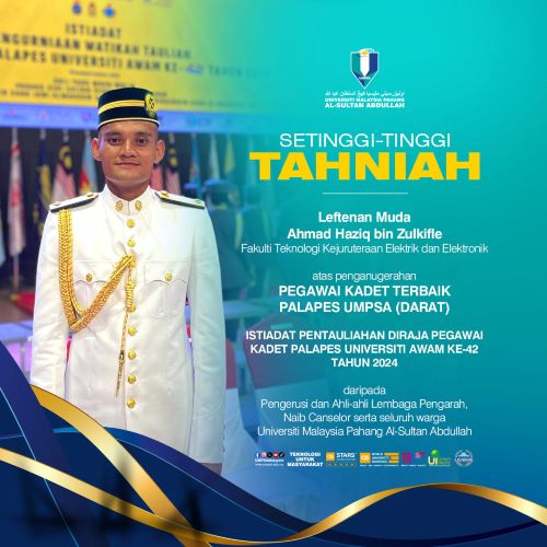 3 Pegawai Kadet UMPSA dinobat sebagai Pegawai Kadet Terbaik PALAPES