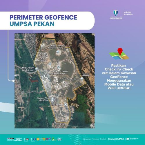 UMPSA laksana Kaedah Daftar Kehadiran menggunakan ciri geofencing (polygon)