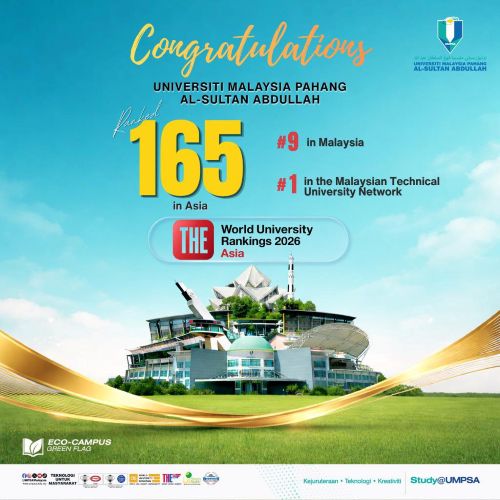 UMPSA cemerlang di Asia, raih kedudukan ke-165 terbaik dalam THE Asia University Rankings 2026