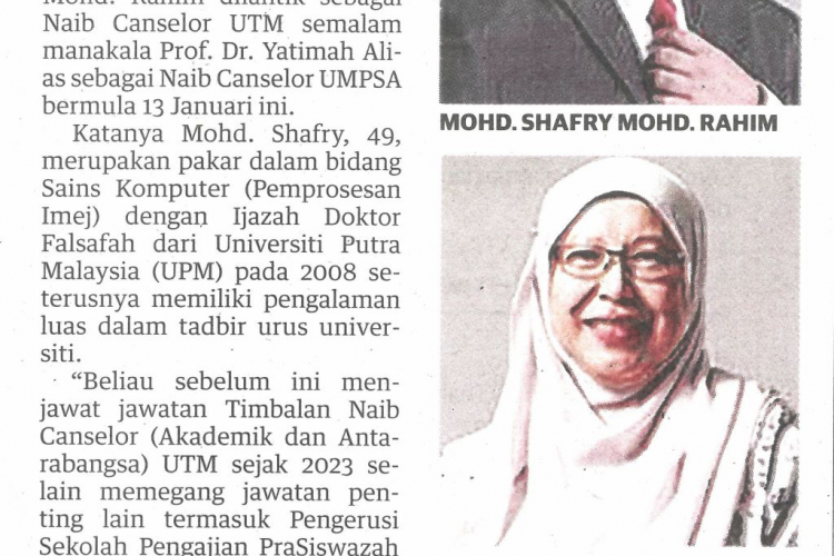 UTM, UMPSA umum Naib Canselor baharu