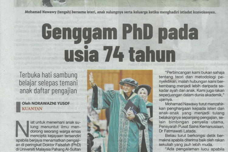 Genggam PhD pada usia 74 tahun
