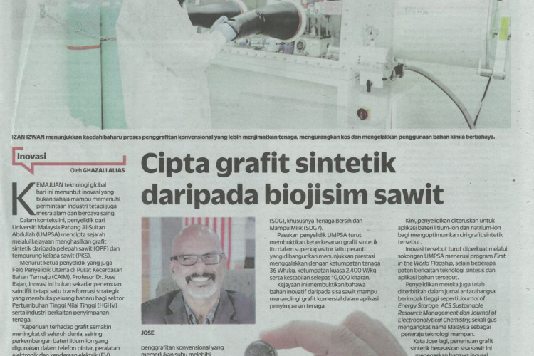 Cipta grafit sintetik daripada biojisim sawit