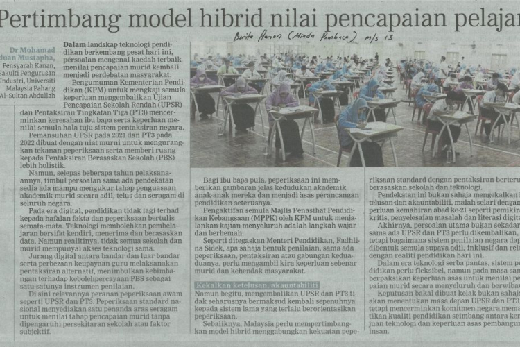 Pertimbang model hibrid nilai pencapaian pelajar