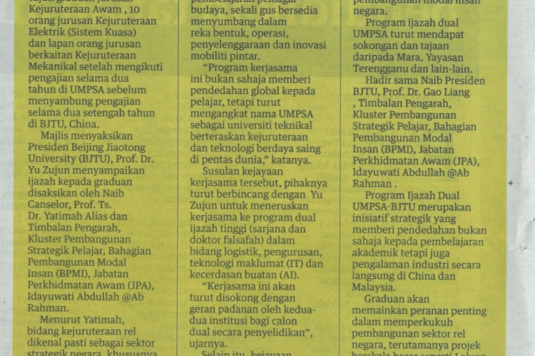 25 graduan UMPSA-BJTU bersedia masuki industri rel