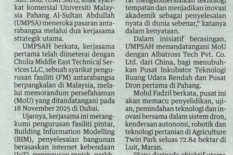 UMPSA Holdings teroka pasaran antarabangsa