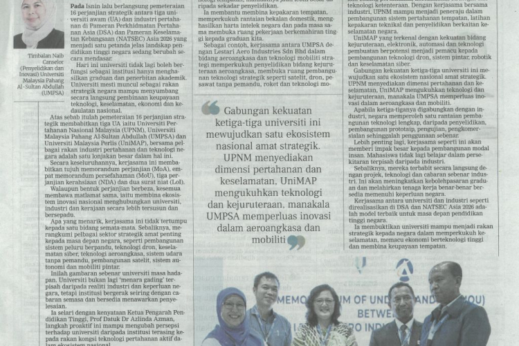 Perluas peranan universiti jadi pusat inovasi, teknologi baharu pertahanan