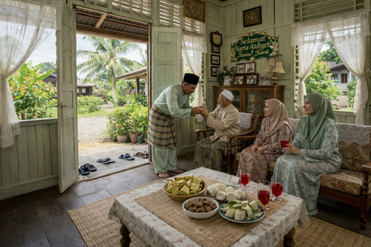 Menyantuni tetamu kediaman sihat sempena Aidilfitri