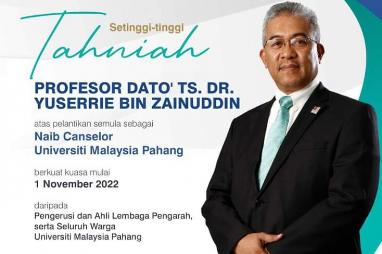 Professor Dato’ Ts. Dr. Yuserrie re-appointed UMP Vice-Chancellor