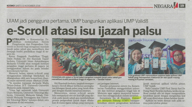 e-Scroll atasi isu ijazah palsu