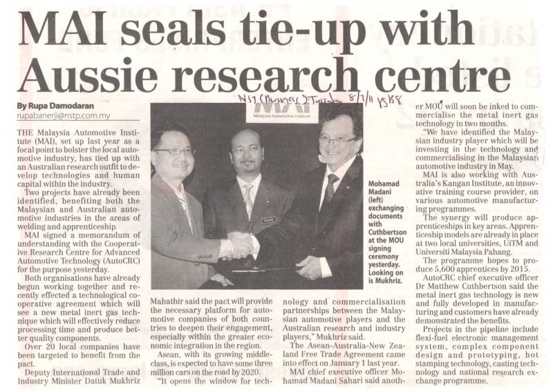MAI Seals Tie-Up With Aussie Research Centre