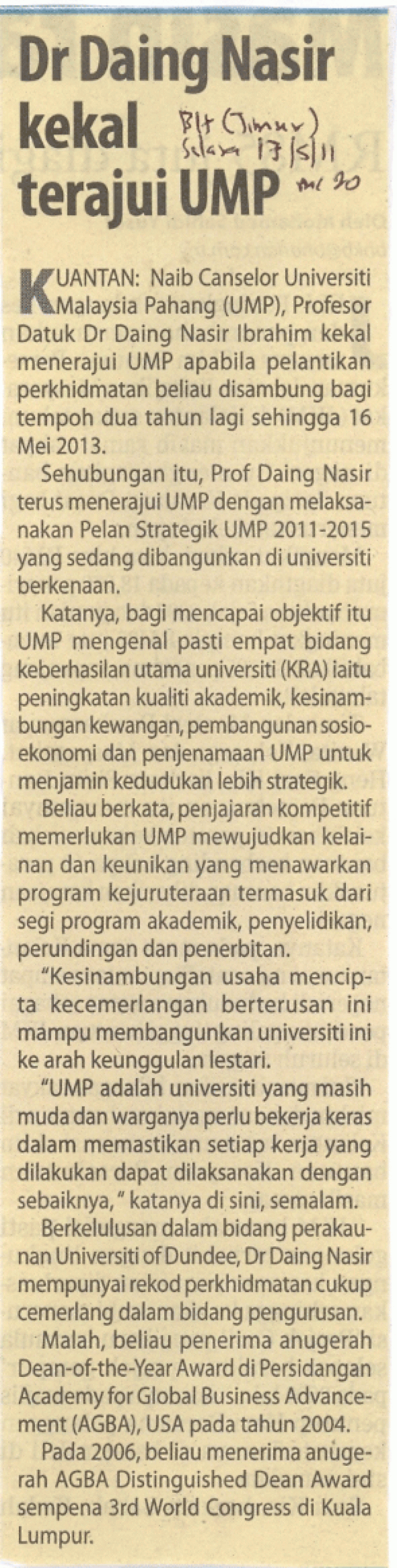 Dr Daing Kekal Terajui UMP