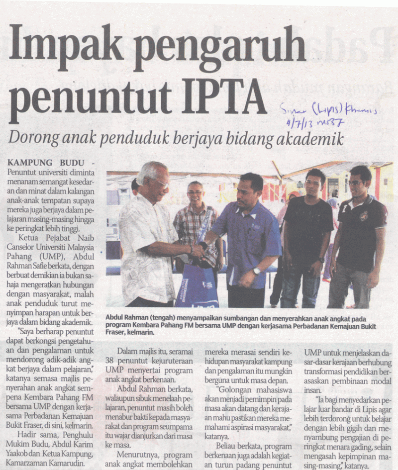  Impak Pengaruh Penuntut IPTA