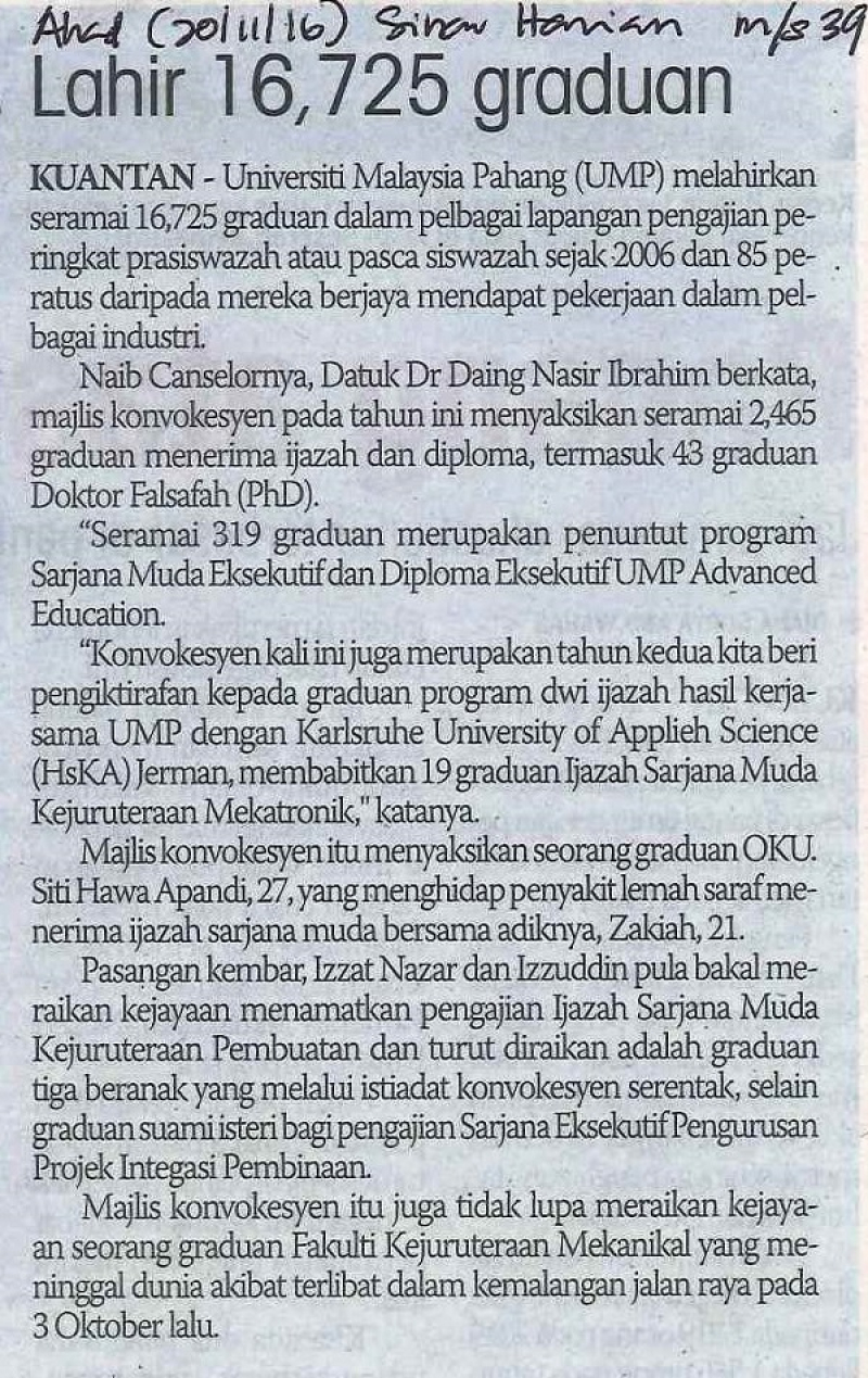 Lahir 16,725 graduan