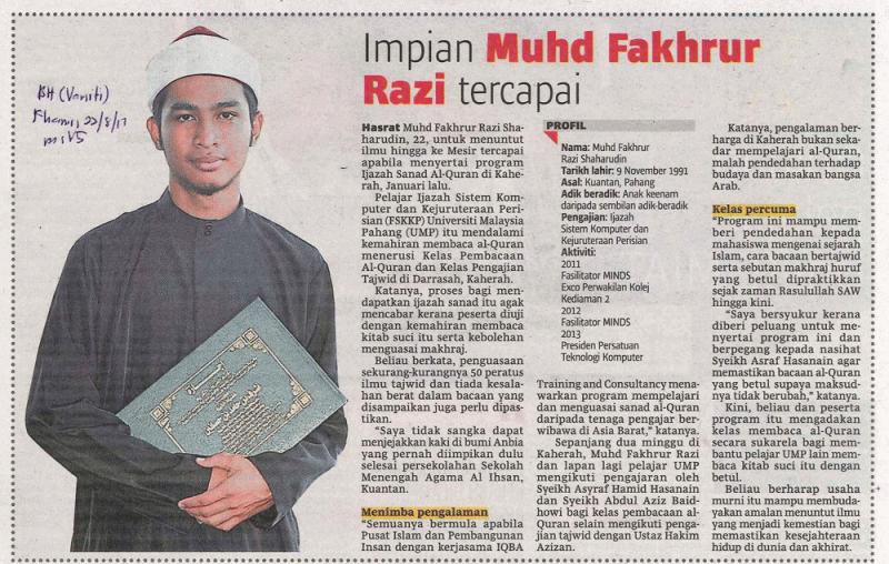 Impian Muhd Fakhrur Razi Tercapai